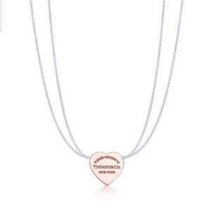 Tiffany & Co. Rose Gold Double Chain Heart Necklace